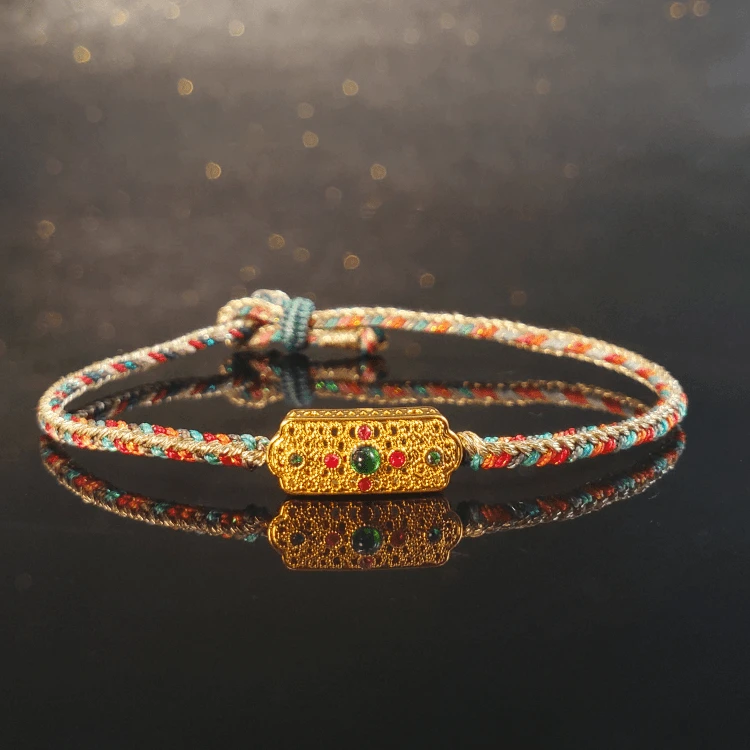 18K金翡翠花丝五彩手绳 G9109