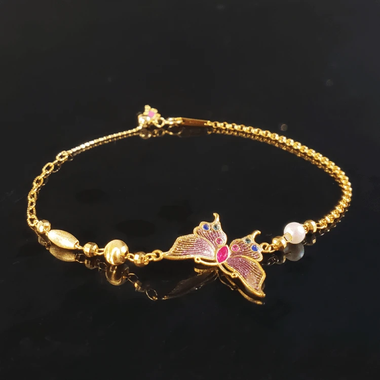 18K金渐变烧蓝蝴蝶手链 九紫离火 G9101