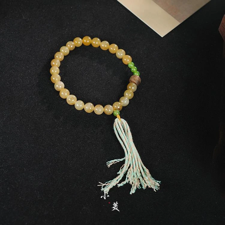 18K金糖料和田玉流苏手串（多样性发）G9594