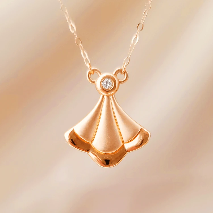 Z1066 18K金钻石百褶裙小裙子项链套链