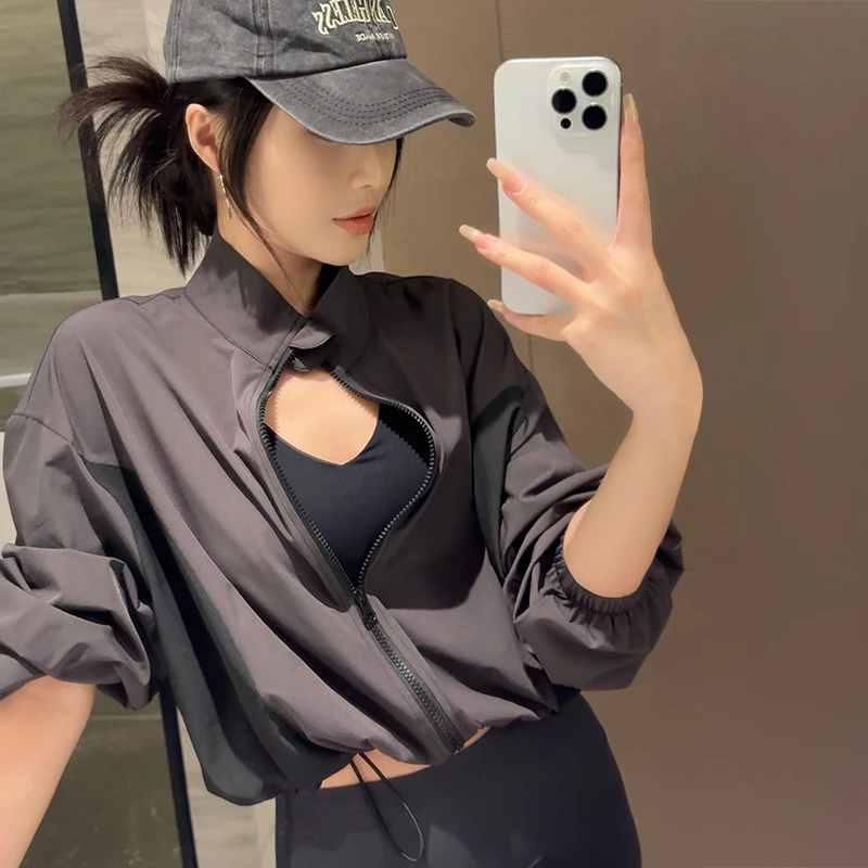 【纸片人】秋季户外健身防风防水撞色运动服女夹克防风衣34815