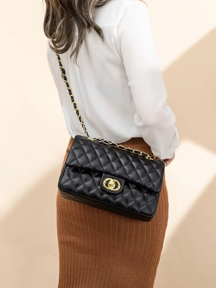 包包女2025新款真皮小香风经典时尚百搭菱格包单肩斜挎链条女士包