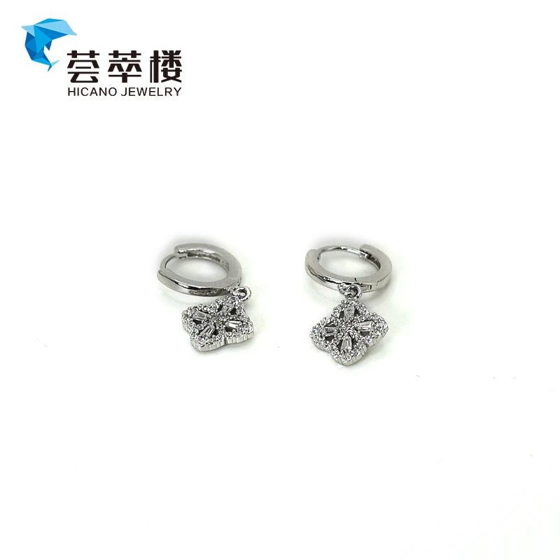 荟萃楼 925银银制品 四叶草复古精致个性银色耳饰