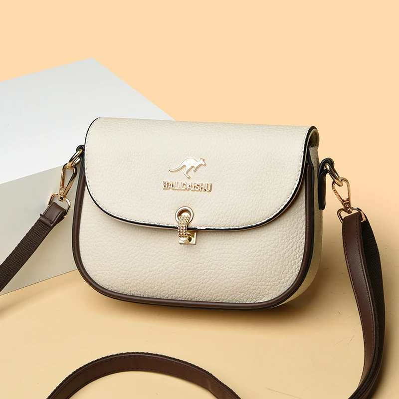 米琦袋鼠品牌小包女2025新款百搭斜挎包单肩包软皮中年妈妈包女包