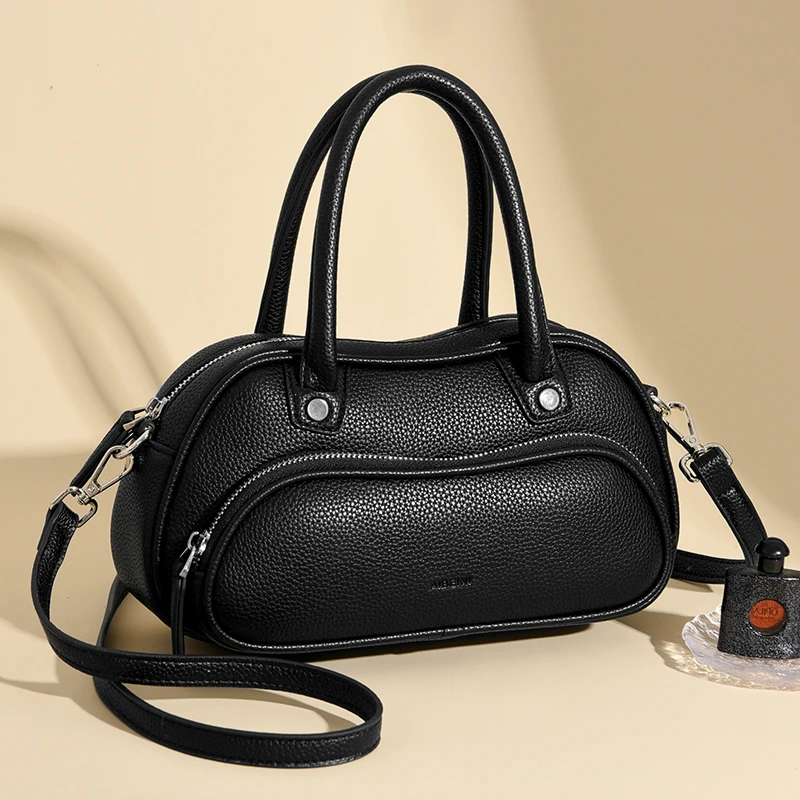 米琦袋鼠高级感韩版简约手提包2025新款女士包时尚洋气百搭斜挎包