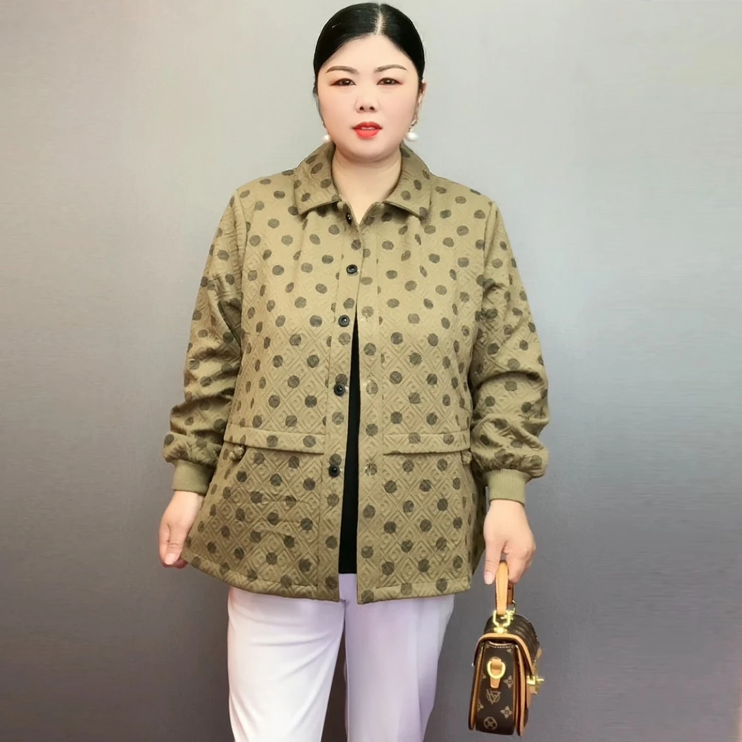 【擎苍鹰】200斤妈妈春秋装外套女大码百搭短款开衫中老年上衣夹克