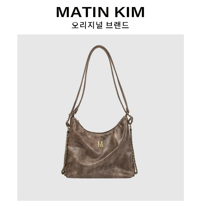 MATIN KIM新款首发时尚百搭复古美拉德女士斜挎百变双肩包通勤