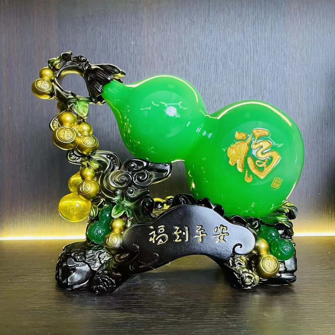 绿色福到平安葫芦摆件客厅玄关酒柜摆件高档工艺品装饰JF