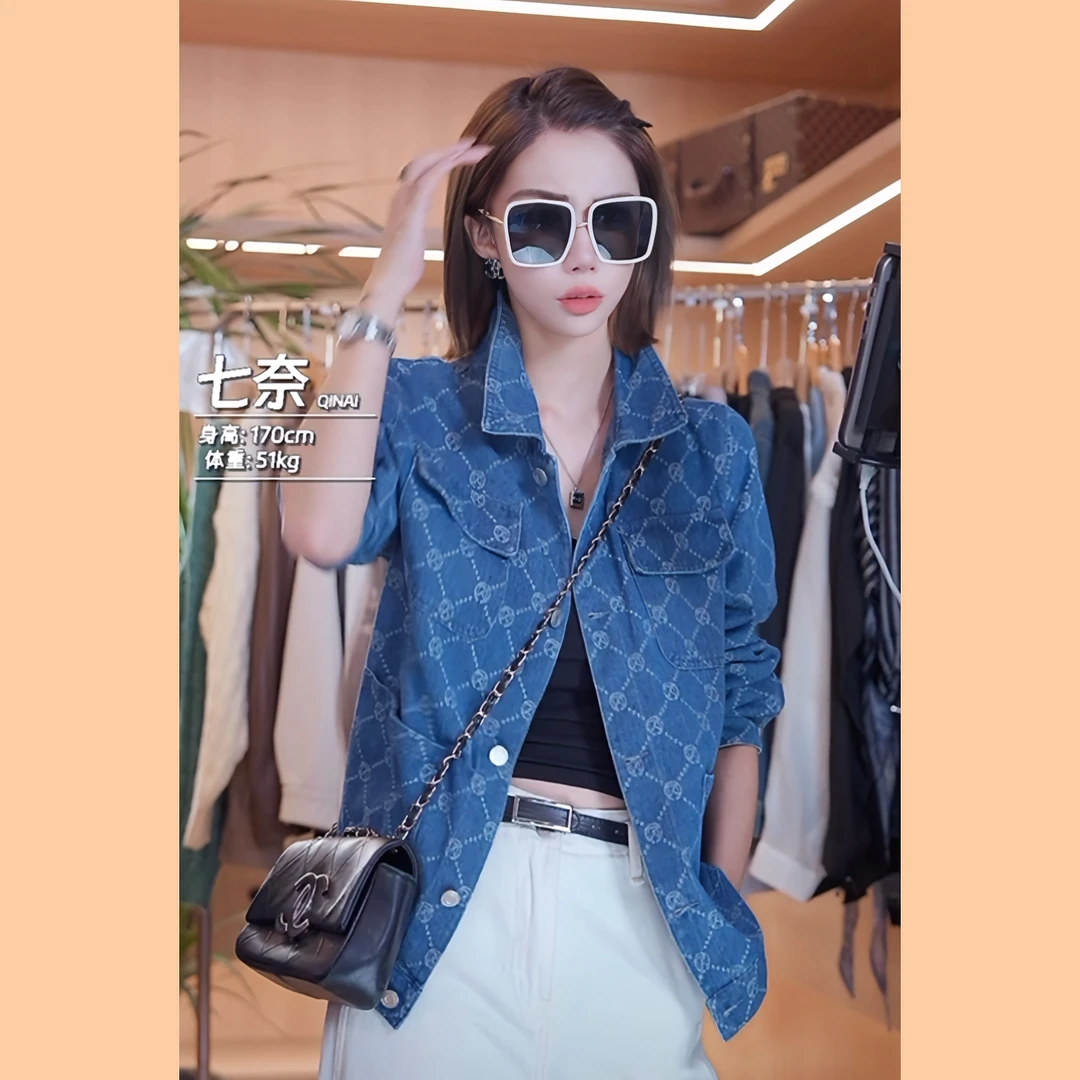 七奈推荐 【枝桠】百搭宽松复古提花牛仔外套上衣QN11339