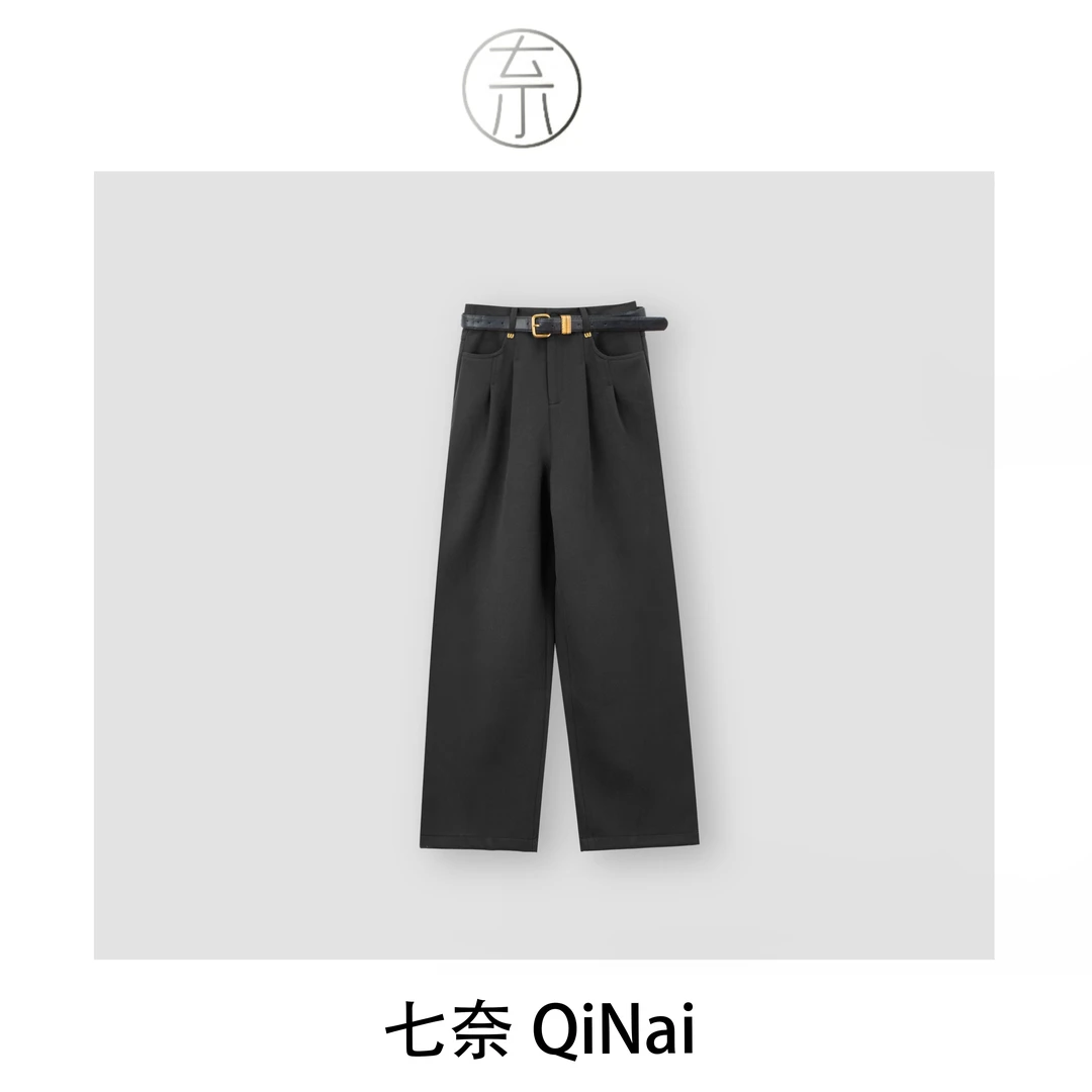 七奈推荐 【慕歌】高级感气质加厚保暖显瘦西装直筒裤QN10579