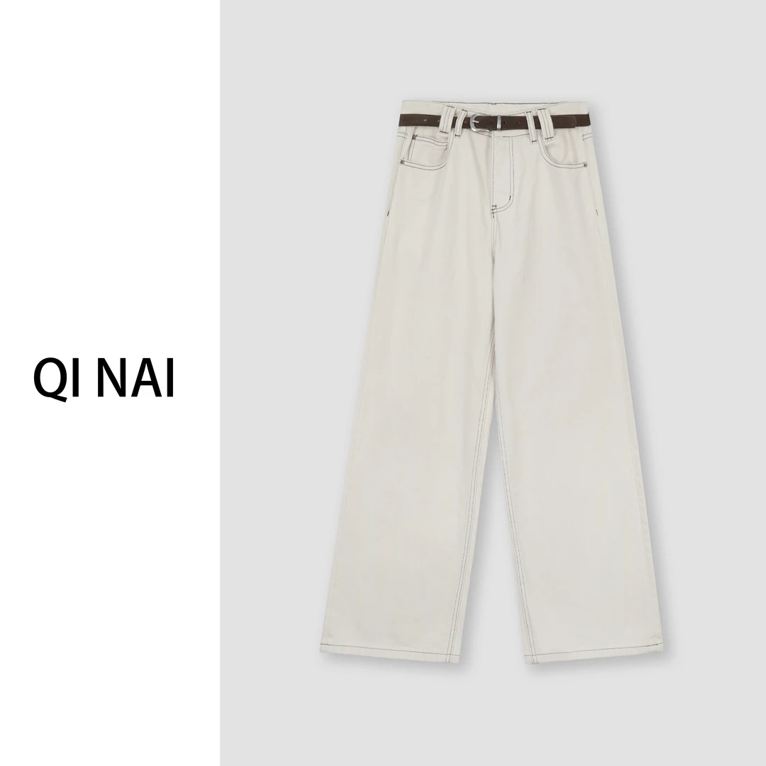 七奈推荐 【海湾】休闲高腰显瘦宽松阔腿牛仔裤QN11947