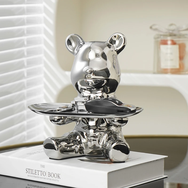 进门口玄关鞋柜网红轻奢暴力熊托盘钥匙遥控收纳摆件家居电视酒柜