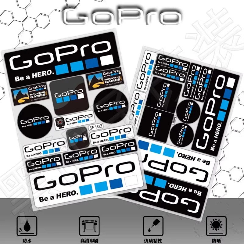 适用GoPro个性极限运动相机摄影装饰贴纸反光头盔防水贴花电动车