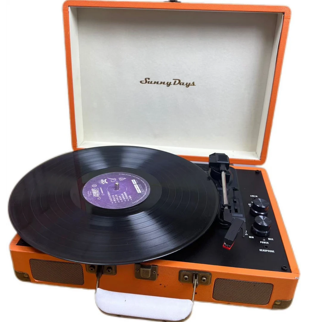 复古黑胶唱片机便携式唱机蓝牙唱片发烧一体机