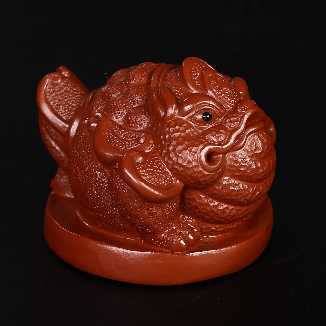 朱泥大红袍紫砂茶宠摆件招财茶道手工茶艺坐地生财元宝金蟾全手工