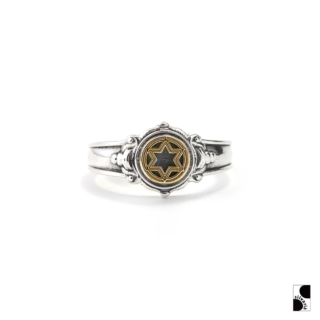 925银戒指 =silvarie=GEROCHRISTO 纯银手工雕刻 点金六芒星戒指