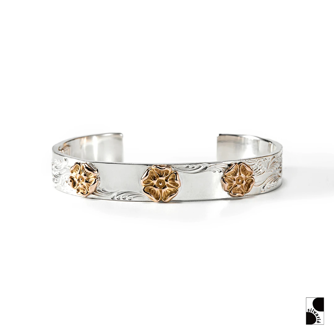 925银手镯 =silvarie=GOD SUNS 限定 日式点金三花唐草纯银手镯