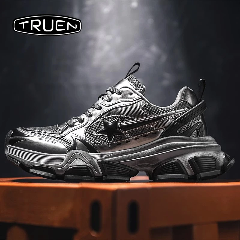 真恩运动老爹鞋男复古慢跑做旧擦脏潮牌厚底增高网红老爹鞋男