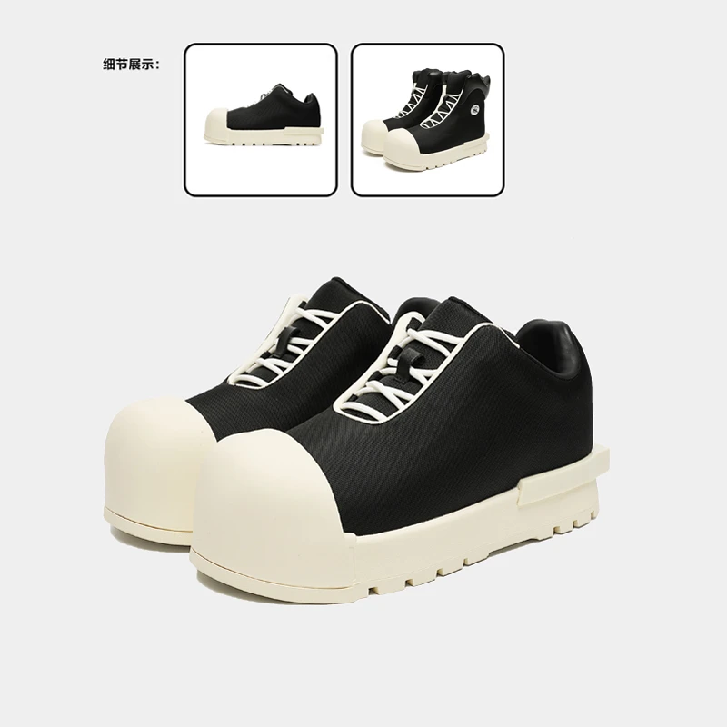 米奇大头厚底显高面包鞋美式高帮暗黑高街小众明星同款猫爪鞋子男