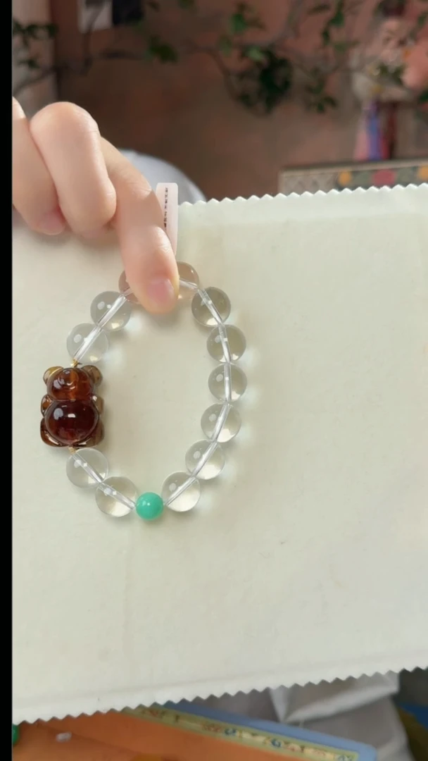 【闪购商品】水晶手串未镶嵌天然白水晶搭配小熊手串