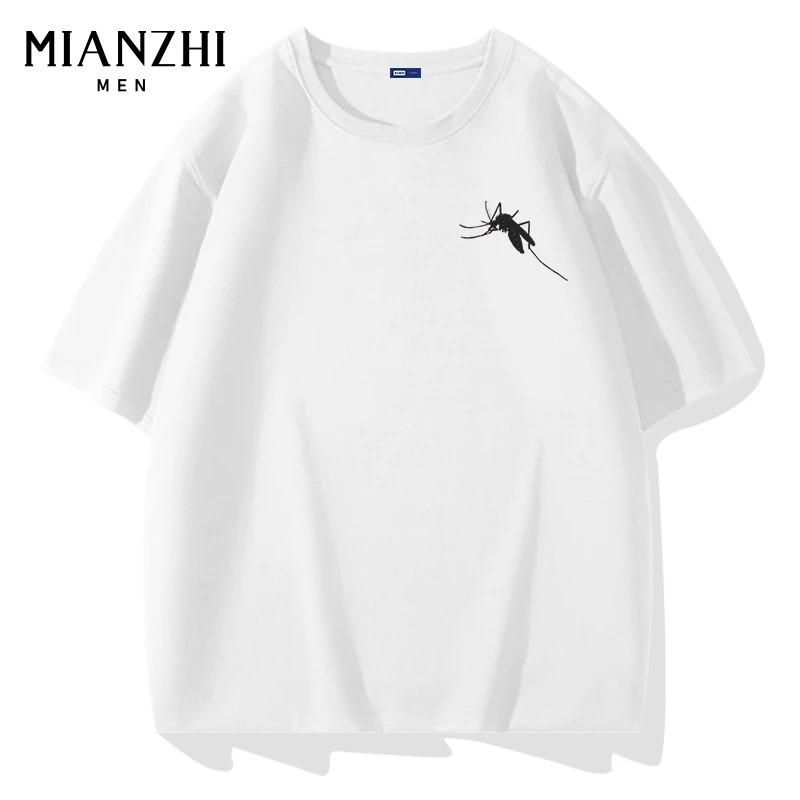 棉致白色短袖t恤男潮流新款搞怪蚊子印花半袖上衣纯棉男女同款