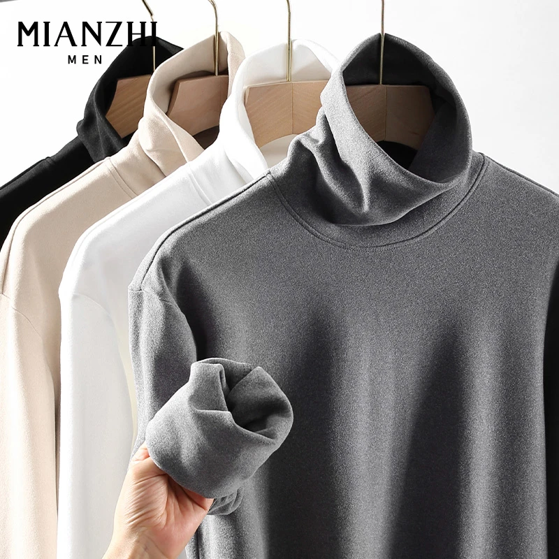 棉致高领打底衫男士冬季双面加绒内搭保暖百搭休闲长袖T恤上衣服