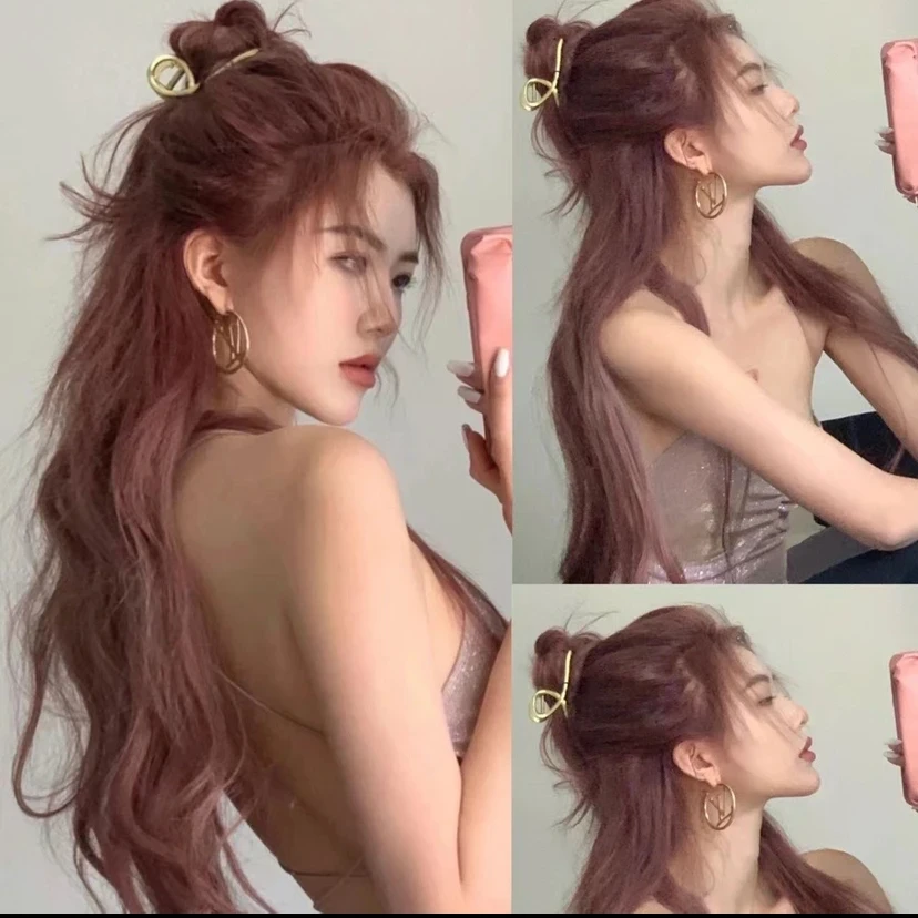 玫瑰粉棕色染发剂显白植物染发膏2024流行色自己在家染免漂显白