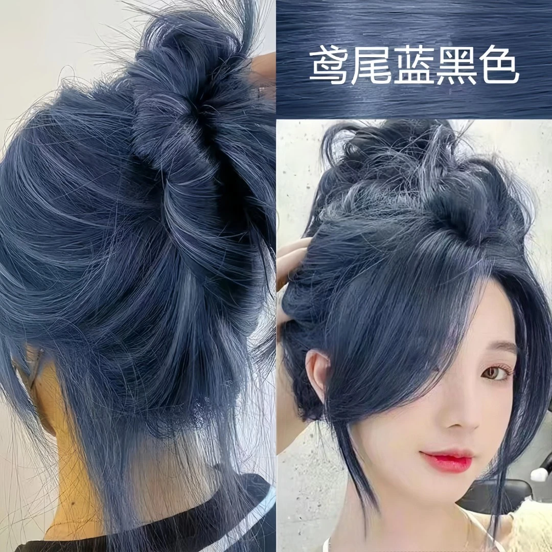 鸢尾蓝黑色染发剂自己在家染发泡泡沫天然植物纯膏女无刺激正品牌