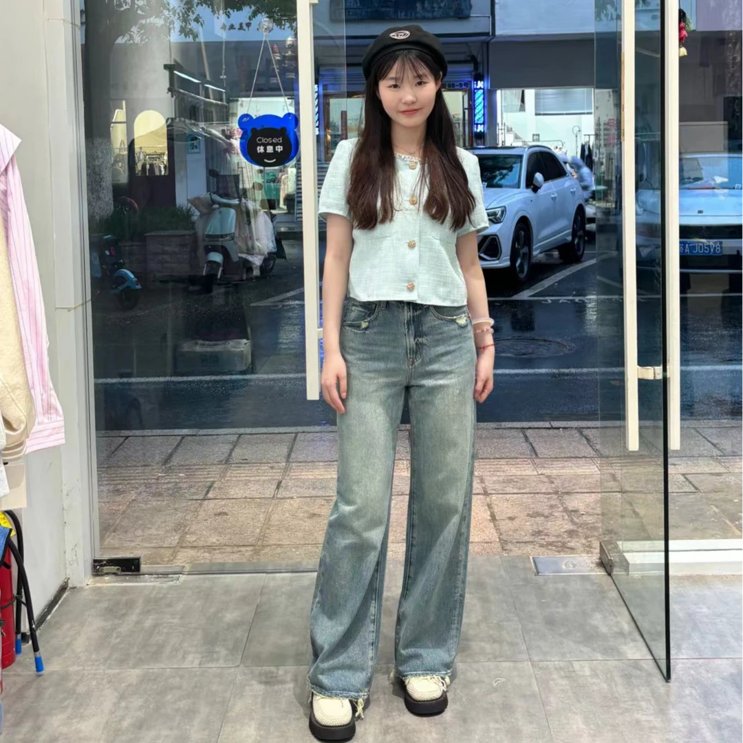 LILI 实体店货 9158B无弹阔腿裤