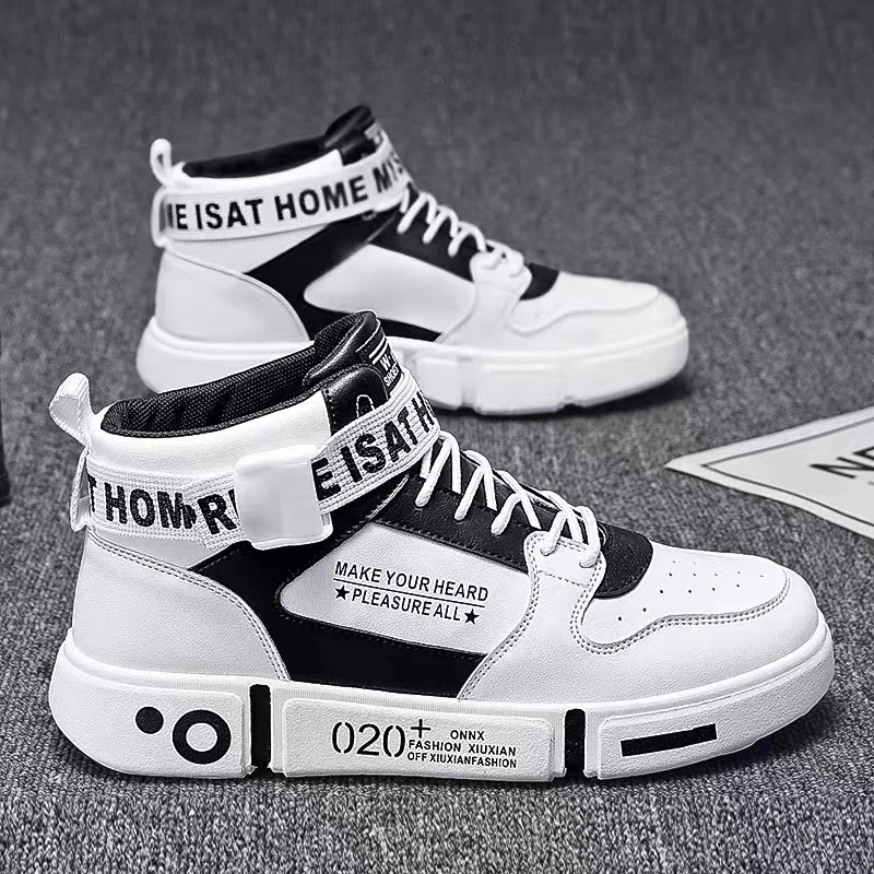 2024爆款男鞋春季防水耐磨男士休闲鞋运动板鞋高帮潮鞋百搭男鞋子