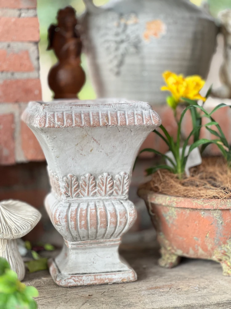 手工红陶两用柱子 奖杯花盆