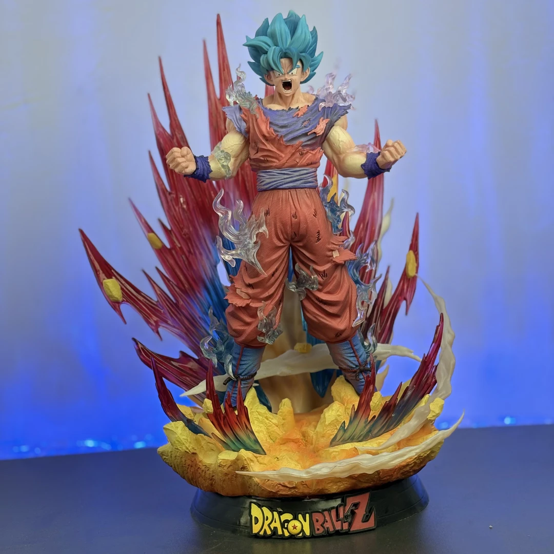 七龙珠超蓝界王拳超蓝悟空双头雕可换GK动漫手办模型雕像摆件礼物