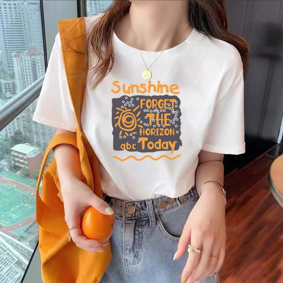 潮流新款短袖百搭T恤男女同款情侣款T9856-美好阳光
