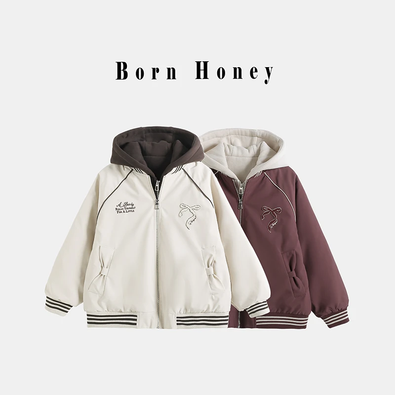 女童冬款加厚外套2024新款儿童洋气棉衣中大童简约休闲外套Q61576