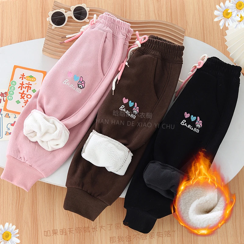 2024新春薄绒款男女童灯芯绒休闲宽松运动裤儿童保暖外穿学生长裤
