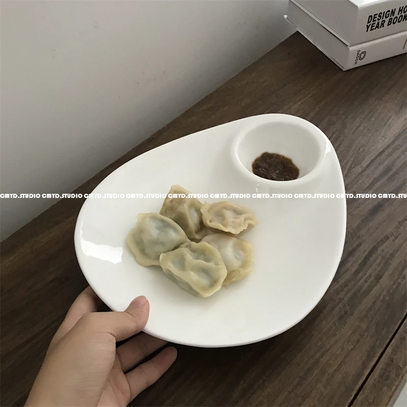 10寸子母碗 陶瓷深盘西餐圆盘家用汤盘菜盘创意白色盘子西餐盘子