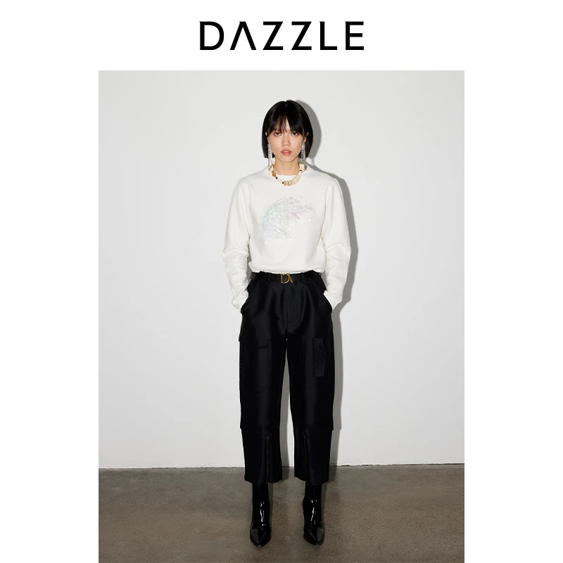 【联名到期】DAZZLE地素 毛衣春秋女装印花强缩上衣2I1E462