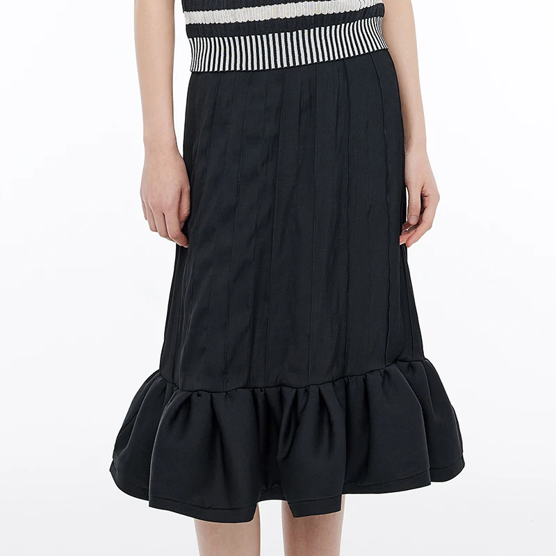 DAZZLE地素 半身裙24夏新款女装立体花边下摆长裙2I2S255