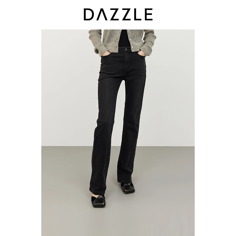 DAZZLE地素 裤子冬季牛仔喇叭裤2I4R505