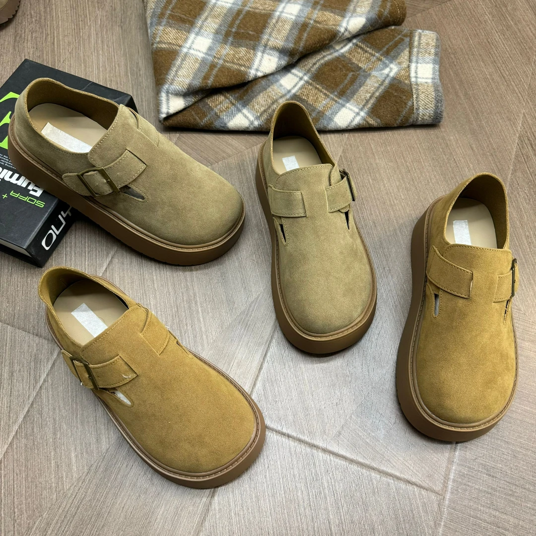 【MOMO】复古单鞋女秋冬2024新款韩版ins脖肯鞋厚底增高休闲单鞋