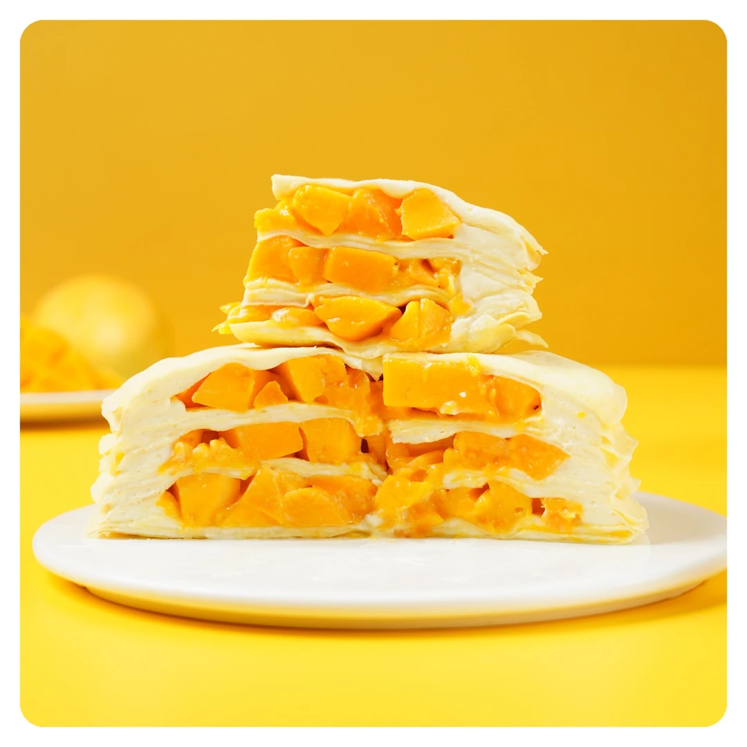 宫季 芒果千层蛋糕6英寸/610g新鲜芒果果肉动物奶油手工现做保存