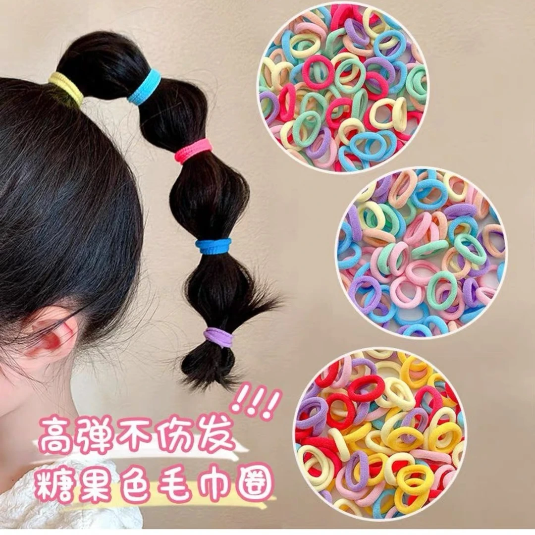 不伤发女童毛巾圈糖果高弹力可爱柔软彩色小皮筋1-3皮筋女款儿童