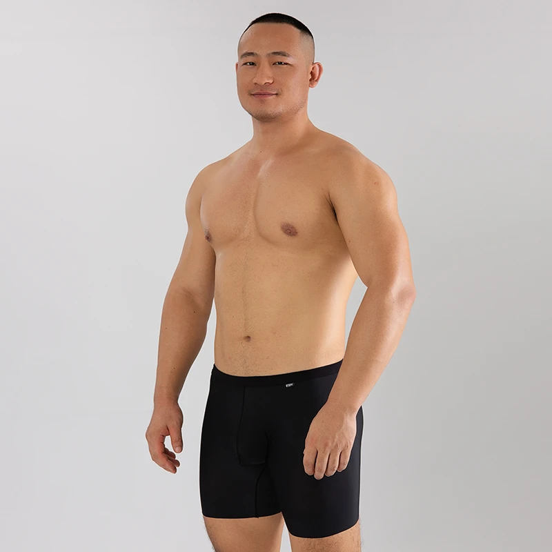 【冰丝加长防磨裤】男士薄款长腿单层U凸低腰透气运动平角裤四角