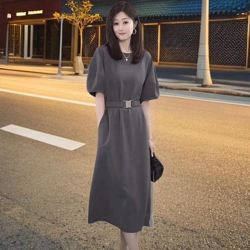 气质宽松休闲裙子女装2024年夏度季新款今年流行的高端减龄连衣裙