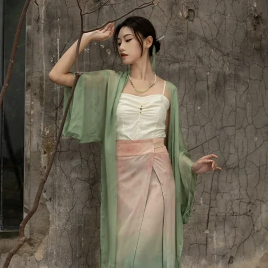 随时anytime 衔青原创改良汉服女装上班穿国风夏款套装宋旋裙日常