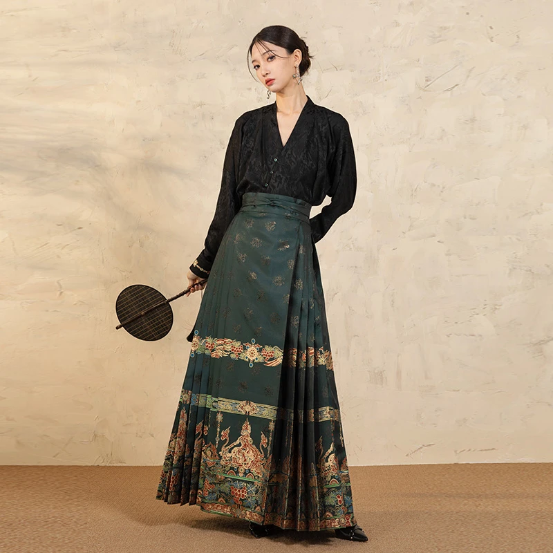 随时anytime 九华玉阙改良汉服重工织金马面裙-