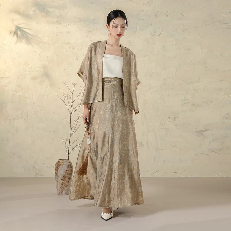 随时anytime 寻影改良汉服短袖女新中式上衣半身裙