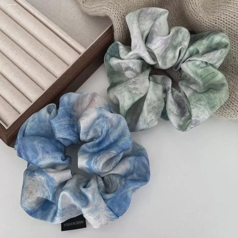 法式复古唯美油画莫奈渐变色晕染大肠发圈森系仙美马尾扎发发绳