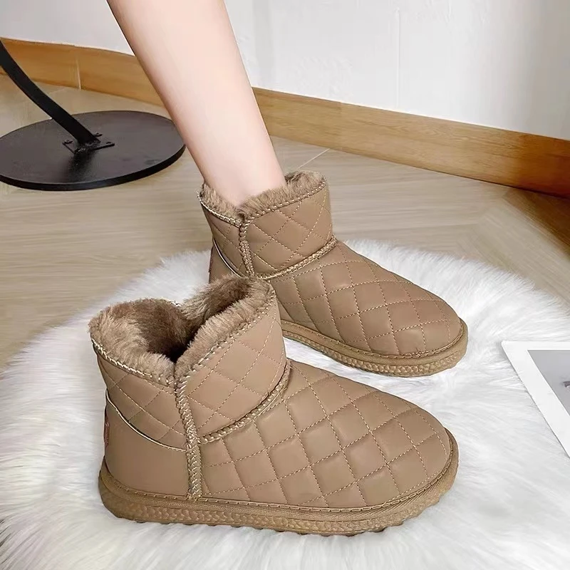 【现货秒发】安妤皙&拉芙学院面包菱格雪地靴5207【XX】