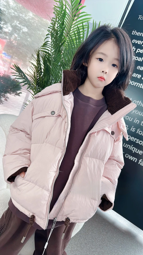高端羽绒服女童连帽加厚保暖外套86507